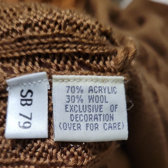 Vintage Cottagecore Susan Bristol Wool Brown Floral Cardigan - M - Picture 9 of 10